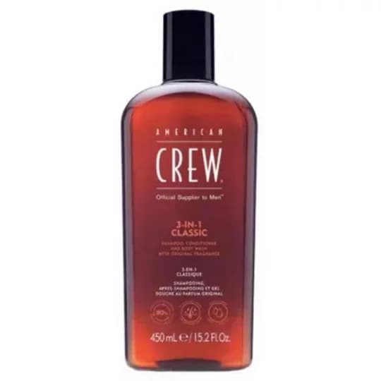 American Crew 3-En-1 Shampooing Après-Shampooing & Gel Douche pour Cheveux et Corps 450 ml