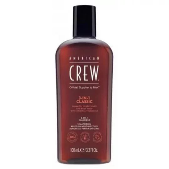 American Crew 3-En-1Format Voyage Shampooing Après-Shampooing & Gel Douche pour Cheveux et Corps 100 ml