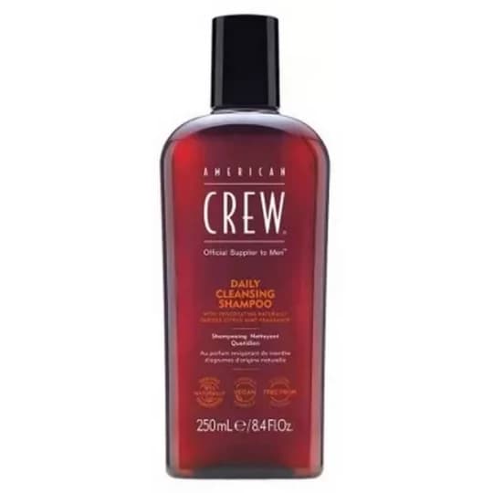 American Crew Shampoing Vegan Nettoyant Quotidien pour Homme Hydrate en Profondeur pour Tout Type de Cheveux 250 ml
